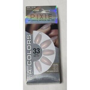 LA Colors Pixie Holographic 33 Piece Nail Tip Kit Twinkling CNT100 Coffin